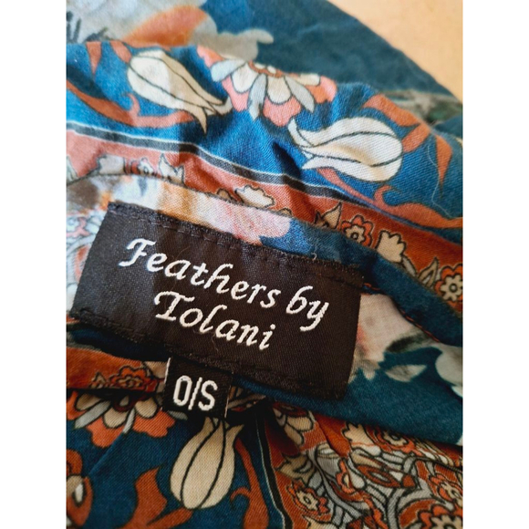 Feathers by Tolani Floral Print Size S womens Blue Orange kimono wrap shrug - Picture 4 of 5